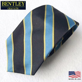 アメリカ製 送料無料 BENTLEY CRAVATS【ベントレー クラバッツ】レジメン ブラックブルーイエロー 1537E ネクタイ メンズ(男性用)【smtb-m】