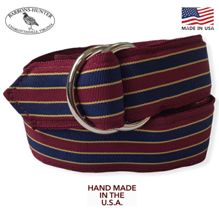 楽天市場 アメリカ製 送料無料 Barrons Hunter バロンズ ハンター Belt リボンベルト Brick Nvy Gold メンズ 男性用 Smtb M インポートショップ メイン