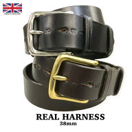 イギリス製 送料無料 REAL HARNESS【リアルハーネス】ブライドルレザー BELT-3.8 幅3.8cm 「太い」レザー…