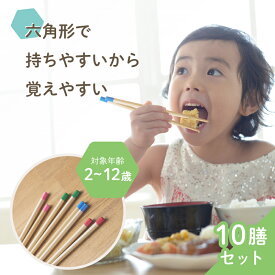 【10膳セット】六角知能箸（無地）持ちやすい 箸 六角箸 こども 子供 せいわ 正規品 日本製 子ども お箸 練習 おけいこ トレーニング デビュー 食事 マナー 知育 入園 入学 準備 お弁当 給食 食洗機対応 滑り止め かわいい 男の子 女の子 ギフト 送料無料 sby114