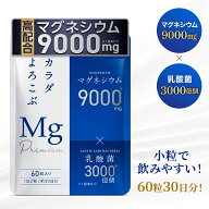 health＋ マグネシウムサプリ 高濃度 マグネシウム 9000ml 乳酸菌 配合 60粒 30日分 (単品)