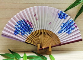 舞龍堂　婦人扇子　紫陽花にとんぼ　あじさい　シルク扇子　絹扇子　全2色 メール便で送料無料
