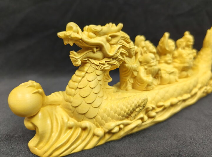 楽天市場】舞龍堂 『七福神龍船』 置物 黄楊 ツゲ 天然木 木彫り 開運 