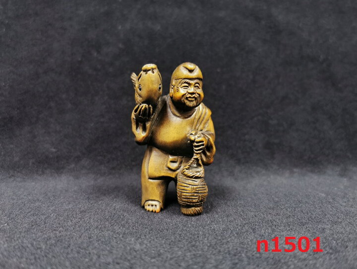 楽天市場】舞龍堂 根付 恵比寿 七福神 木彫り 柘植 天然木 手彫り 