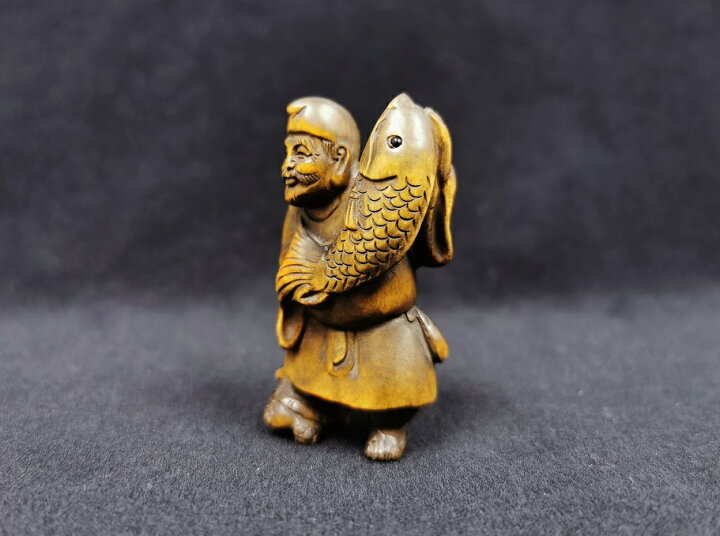 楽天市場】舞龍堂 根付 恵比寿 七福神 木彫り 柘植 天然木 手彫り 