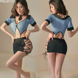 CS042 ポリス 警察官 コスプレ レオタード スカート セット メッシュ セクシー ランジェリー CA 制服 コスプレ衣装 セクシー ハロウィン コスチューム 衣装 アニメ