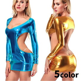 【メール便OK】 RY152 メタリック ワンピース レオタード レースクイーン RQ 競泳水着 ビキニ 水着 ベビードール セクシー ランジェリー コスプレ コスチューム ダンス ボディコン