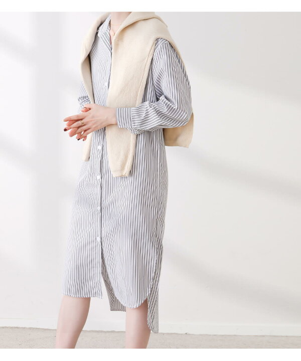 楽天市場】ストライプ ロングシャツ シャツ シャツワンピ コットン 綿  