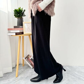 【クーポン利用で2,606円】"ポケット付き"が嬉しい。形状記憶でシワしらず。上品美脚プリーツワイドパンツ。レディース ワイドパンツ　ボトムス 　秋　秋服　パンツ ハイウエスト 大きいサイズ　旅行　体型カバー ビジネス OL 通勤服 オフィス リブパンツ 冬 秋冬