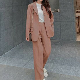 抜け感のあるテーラードジャケットセットアップ カジュアル 大人っぽい スーツ 晴れの日 入学式夏 夏服 韓国ファッション