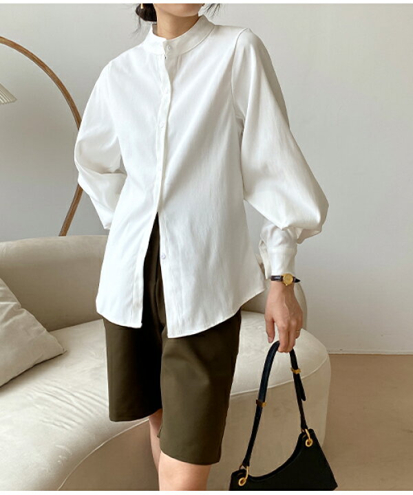 楽天市場 シャツ シャツ 長袖 シャツ 無地 スタンドカラー シャツ スタンドカラー ブラウス スタンドカラー シャツ ボリューム袖 ブラウス ブラウス 長袖 きれいめ 韓国ファッション 夏服 レディース プチプラ オフィスカジュアル 大人 ストリート セクシー ホーム