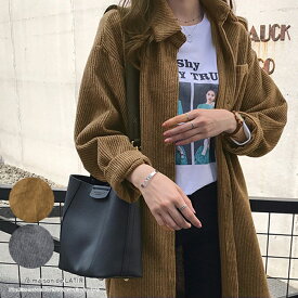 トップス コーデュロイ シャツ 長袖 トップス 無地 オーバーサイズ ミドル丈 レトロ ジャケット 夏 夏服 韓国ファッション