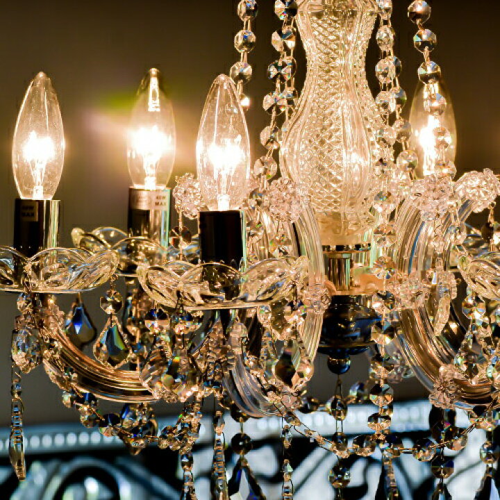 アスフォークリスタル使用 6灯シャンデリア 運べる クラリーチェ 