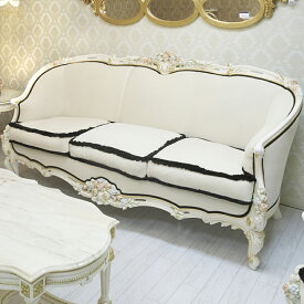 シリック 3人掛けソファ 幅214cm / SILIK イタリア製 高級 高級家具 最高級 ロココ ホワイト 白 白家具