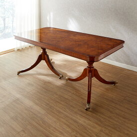 ジャンセン スクエアダイニングテーブル ブラウン 幅180cm / JANSEN ダイニング テーブル おしゃれ 輸入家具 クラシック アンティーク スタイル