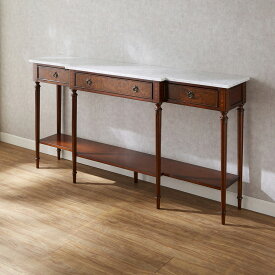 ジャンセン コンソールテーブル ブラウン 天板大理石 幅165.5cm / JANSEN スクエア コンソール テーブル 収納 輸入家具 クラシック アンティーク 風 インテリア