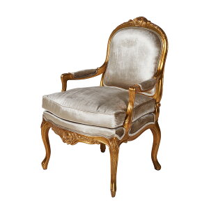 ジャンセン 一人掛けソファ ゴールド 張り地ベージュ 幅69.5cm / JANSEN チェア 椅子 ソファ 一人掛け 輸入家具 クラシック アンティーク スタイル インテリア