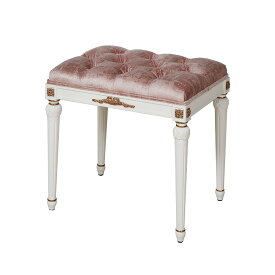 ジャンセン スツール ホワイト 張り地ピンク 幅53.5cm / JANSEN 椅子 チェア 一人掛け 輸入家具 クラシック アンティーク スタイル 姫系 白家具 インテリア