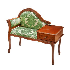 タロッコ テレフォンベンチ クラシカルグリーン 幅96cm / 電話台 チェア イタリア製 アンティーク 風 クラシック 天然木 猫脚 ヨーロッパ家具 インテリア