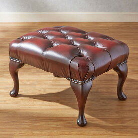 スツール Queen Anne チェスターフィールド アンティークレッド 幅54cm / オールドタイムス インテリア 椅子 チェア クラブチェア レッド 赤 革 本革 牛革 高級 高級家具 輸入家具 最高級 Chester field