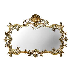 スペイン製 真鍮 ミラー 幅110cm / 鏡 姿見 金 ゴールド 壁掛け 輸入雑貨 アンティーク風 クラシック 高級