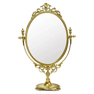 ロイヤルアーデン 真鍮スタンドミラー L 高さ48.5cm / スタンドミラー 卓上ミラー ミラー 鏡 化粧鏡 メイク オーバル オーバル型 ゴールド 金 真鍮 合金 きれい ゴージャス おしゃれ かわいい
