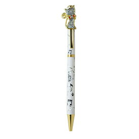 キラキラボールペン ネコ ホワイト / ボールペン ツイスト式 文房具 ペン キラキラ かわいい おしゃれ 高見え 輸入雑貨 プレゼント ねこ 猫 音符 65370