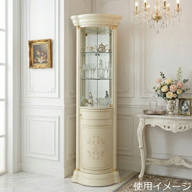 サルタレッリ フローレンス コーナーキャビネット (食器棚 飾り棚) アイボリー 幅63cm / 輸入家具 白家具 イタリア製 プリンセス 姫系 おしゃれ エレガント アンティーク クラシック saltarelli mobili