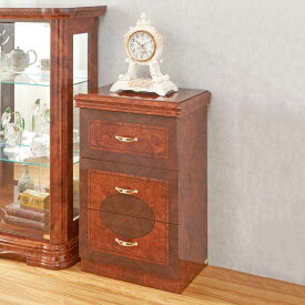 サルタレッリ フローレンス 3段ナイトスタンド (三段チェスト) ウォールナット色 幅54cm / タンス ナイトテーブル 収納 寝室 茶 茶色 イタリア製 プリンセス 姫系 おしゃれ エレガント アンティーク クラシック saltarelli mobili
