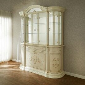 サルタレッリ フローレンス 4ドアキャビネット (食器棚 飾り棚) アイボリー 幅171cm / 輸入家具 白家具 イタリア製 プリンセス 姫系 おしゃれ エレガント アンティーク クラシック saltarelli mobili