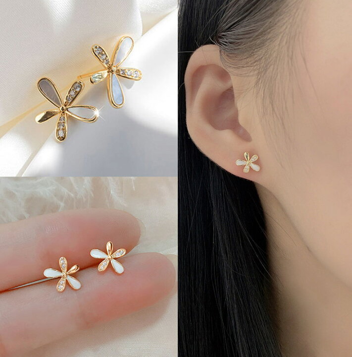 楽天市場】ピアス レディース 花 フラワー 白 ホワイト 小さめ 