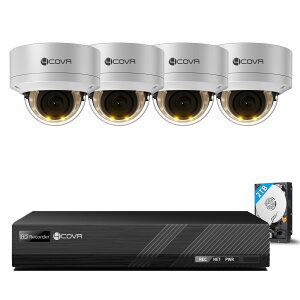�y4K 800����f�E��ԃJ���[�B�e�E�o�����ʘb�EIK10�ϏՌ��z4COVR �h�ƃJ���� �L�� �Ď��J���� ����/���O PoE���d �h�ƃJ�����Z�b�g IK10�ϏՌ��h�[���^�J���� 4�� 8ch NVR�^��@2TB HDD IP67�h���h�o H.