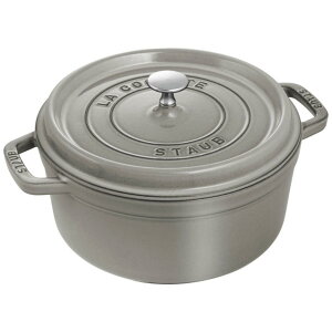 �X�g�E�u(Staub) �u �s�R �R�R�b�g ���E���h �O���[ 24cm �v �傫�� ���� ���� �z�[���[ �� IH�Ή� �y�V���A���i���o�[�t�����{���K�̔��i�z La Cocotte Round 40500-246