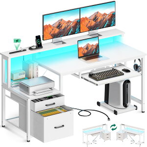 AODK �p�\�R���f�X�N �Q�[�~���O�f�X�N �����o��&�L�[�{�[�h�X���C�_�[�t�� ��140cm �� pc�f�X�N computer desk ?�q �R���Z���g&LED�t�� �Q�[���f�X�N ���� CPU�X�^���h�t�� �ݑ�[�N ���E����ւ�
