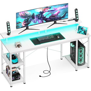 AODK �Q�[�~���O�f�X�N �p�\�R���f�X�N �R���Z���g&LED�t�� �� pc�f�X�N ��160cm �������b�N&���j�^�[��t�� �׋��� �Q�[���f�X�N computer desk ���[�N�f�X�N �I�t�B�X�f�X�N ���� ���E����ւ��Ή�