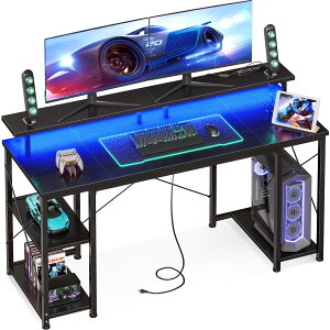 AODK �Q�[�~���O�f�X�N �p�\�R���f�X�N �R���Z���g&LED�t�� �� pc�f�X�N ��140cm �������b�N&���j�^�[��t�� �׋��� �Q�[���f�X�N computer desk ���[�N�f�X�N �I�t�B�X�f�X�N ���� ���E����ւ��Ή�