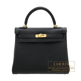 エルメス　ケリー25/内縫い　ブラック　トゴ　ゴールド金具　HERMES　Kelly bag 25　Retourne　Black　Togo leather　Gold hardware