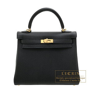 �G�����X�@�P���[25/���D���@�u���b�N�@�g�S�@�S�[���h����@HERMES�@Kelly bag 25�@Retourne�@Black�@Togo leather�@Gold hardware