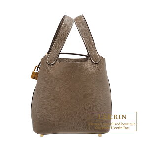 GX@sR^bN18/PM@GgD[v@gN}X@S[h@HERMES@Picotin Lock bag 18/PM@Etoupe grey@Clemence leather@Gold hardware