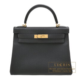 エルメス　ケリー28/内縫い　ブラック　トゴ　ゴールド金具　HERMES　Kelly bag 28　Retourne　Black　Togo leather　Gold hardware