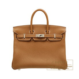 エルメス　バーキン25　ゴールド　トゴ　シルバー金具　HERMES　Birkin bag 25　Gold　Togo leather　Silver hardware