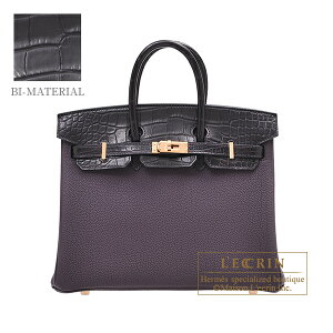 エルメス バーキンタッチ25 レザン/プルノワール トゴ/クロコダイル アリゲーターマット ローズゴールド金具 HERMES Birkin Touch bag 25 Raisin/Prunoir Togo leather/Matt alligator crocodile skin Rose gold hardware