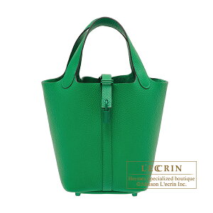 �G�����X�@�s�R�^�����b�N���m�N���[��18/PM�@�\�[�O���[���@�o���u�[�@�g�������N���}���X�@�O���[������@HERMES�@Picotin Lock Monochrome bag 18/PM�@So-green�@Bambou�@Clemence leather�@Green hardware