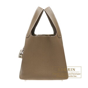 GX@sR^bN18/PM@GgD[v@gN}X@Vo[@HERMES@Picotin Lock bag 18/PM@Etoupe grey@Clemence leather@Silver hardware