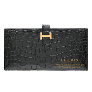 GX@xAXt@ubN@NR_C@AQ[^[}bg@S[h@HERMES@Bearn Soufflet@Black@Matt alligator@crocodile skin@Gold hardware