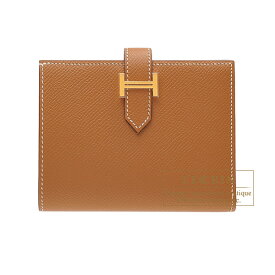 エルメス　ベアンコンパクト　ゴールド　ヴォーエプソン　ゴールド金具　HERMES　Bearn compact wallet　Gold　Epsom leather　Gold hardware