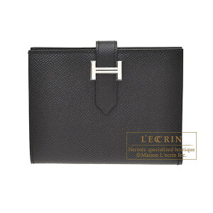 GX@xARpNg@ubN@H[Gv\@Vo[@HERMES@Bearn compact wallet@Black@Epsom leather@Silver hardware