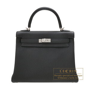 �G�����X�@�P���[25/���D���@�u���b�N�@�g�S�@�V���o�[����@HERMES�@Kelly bag 25�@Retourne�@Black�@Togo leather�@Silver hardware