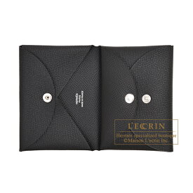 エルメス　カルヴィ デュオ　ブラック　ヴォーエプソン　シルバー金具　HERMES　Calvi Duo　Black　Epsom leather　Silver hardware