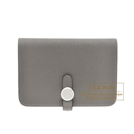エルメス　ドゴンコンパクト　グリメイヤー　トゴ　シルバー金具　HERMES　Dogon compact wallet　Gris meyer　Togo leather　Silver hardware